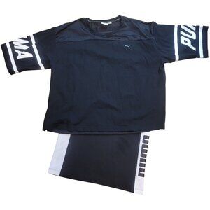 2pc Lot, Puma Black Straight Pencil Skirt & Shirt Logo Black & White, Women's L